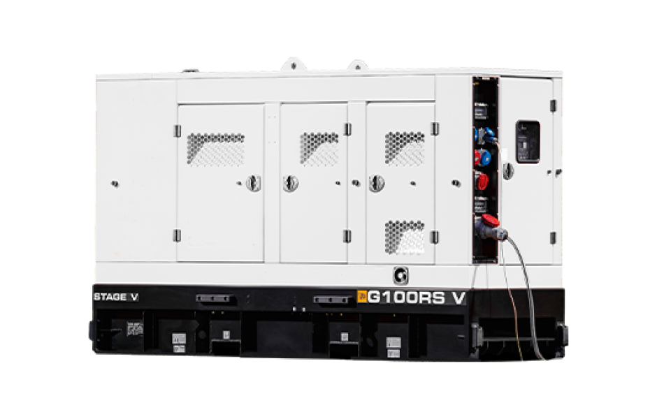 White JCB G100RS V generator from the RS series