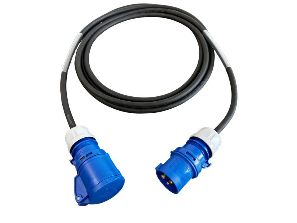 16A single phase extension cable – type reference on white background
