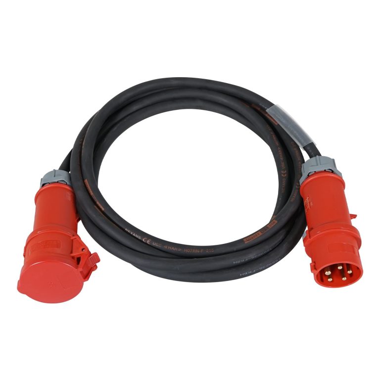 32A three phase extension cable – type reference on white background