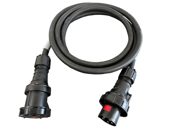 63A three phase extension cable – type reference on white background