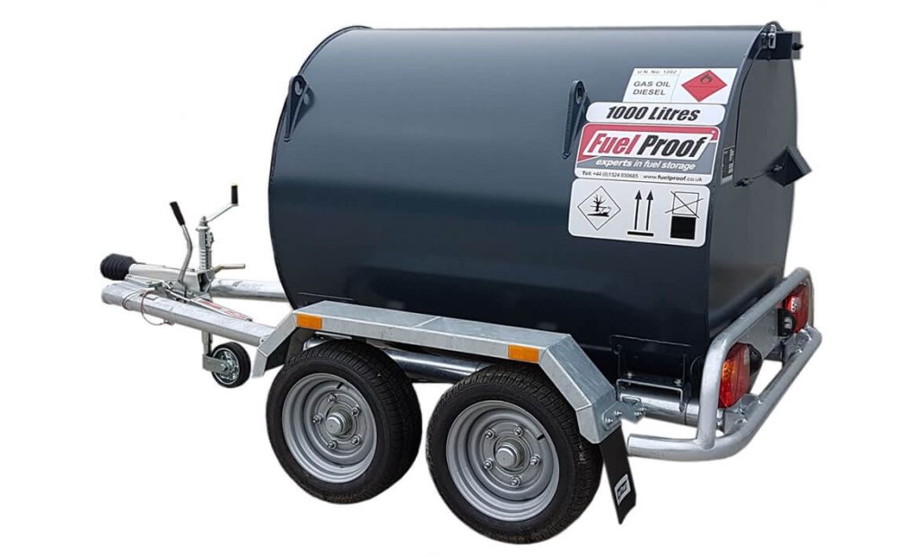 1000L Fuel Proof Road-Tow Bowser on white background